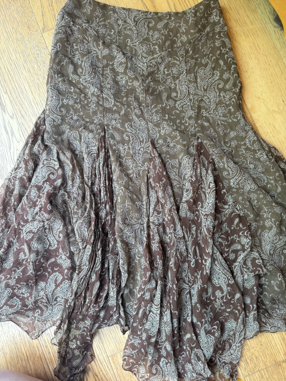 Lauren Ralph Lauren Brown Paisley Asymmetrical Flare Skirt
